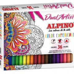 Raspundel Istetel Alpino, Carioca cu 2 capete, varf liner 0.7mm/tip pensula, 36 culori/cutie,  ALPINO Color Experience - autograf.ro