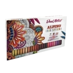 Carioci BIC Alpino, Carioca cu 2 capete, varf 0.7mm/tip pensula, 72 culori pastel/set,  ALPINO Color Experience - autograf.ro