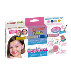 Accesorii petreceri copii, Set ALPINO Festival Liquid Make-up, 4 culori x 10gr + pensula - autograf.ro