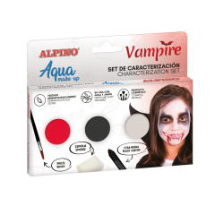 Accesorii petreceri copii Alpino, Set Alpino Aqua Make Up - Vampire, 3 culori+pensula si burete machiaj - autograf.ro