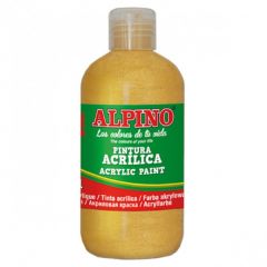 Acuarele, tempera, ulei, acrilice Alpino, Vopsea acrilica, rezistenta la apa, 250ml, ALPINO - auriu metalizat - autograf.ro