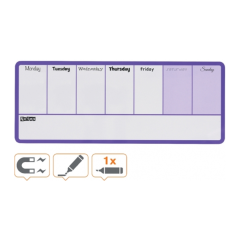 Suporti si aviziere, Organizator NOBO, saptamanal, magnetic, 140x36 cm, include marker si magneti, mov - autograf.ro