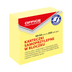 Notes si cuburi hartie Aurora Office Products, Cub notes autoadeziv 50 x 50 mm, 250buc/set, Office Products - galben pastel - autograf.ro