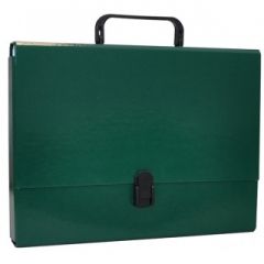 Serviete documente Office Products, Servieta din carton laminat, A4/5cm, cu inchidere si maner, Office Products - verde - autograf.ro