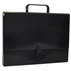 Serviete documente, Servieta din carton laminat, A4/5cm, cu inchidere si maner, Office Products - negru - autograf.ro