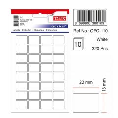 Tanex, Etichete autoadezive albe, 16 x 22 mm, 320 buc/set, Tanex - autograf.ro