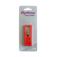 Cuttere si foarfeci Optima, Rezerve cutter trapezoidale SK5, 10 buc/tub dispenser, in blister, Optima - autograf.ro