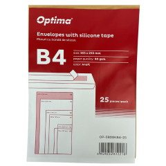 Plicuri Optima, Plic B4 (353x250mm), lipire siliconica,  25 buc/set, Optima - kraft - autograf.ro