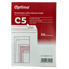 Plicuri Optima, Plic C5 (229x162mm), lipire siliconica,  50 buc/set, Optima - kraft - autograf.ro