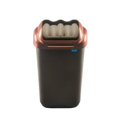 Plafor, Cos plastic cu capac batant, pentru reciclare selectiva, capacitate 50l, PLAFOR Fala - negru auriu - autograf.ro