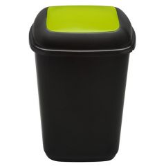 Plafor, Cos plastic reciclare selectiva, capacitate 28l, PLAFOR Quatro - negru cu capac verde - sticla - autograf.ro