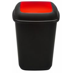Plafor, Cos plastic reciclare selectiva, capacitate 45l, PLAFOR Quatro - negru cu capac rosu - metal - autograf.ro