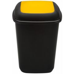 Plafor, Cos plastic reciclare selectiva, capacitate 90l, PLAFOR Quatro - negru cu capac galben - plastic - autograf.ro