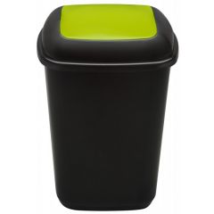 Plafor, Cos plastic reciclare selectiva, capacitate 90l, PLAFOR Quatro - negru cu capac verde - sticla - autograf.ro
