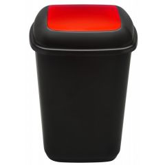 Plafor, Cos plastic reciclare selectiva, capacitate 90l, PLAFOR Quatro - negru cu capac rosu - metal - autograf.ro