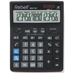 Calculatoare de birou Rebell, Calculator de birou, 16 digits, 206 x 155 x 35 mm, dual power, Rebell BDC 716M - negru - autograf.ro