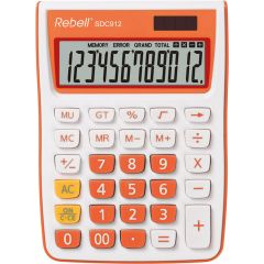 Calculatoare de birou Rebell, Calculator de birou, 12 digits, 145 x 104 x 26 mm, Rebell SDC 912 - alb/orange - autograf.ro
