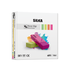 Radiere si corectoare Silka, Radiera pentru creion, 59.5x22x11mm, PVC-free, nu lasa reziduuri, SILKA Neon - culori asortate - autograf.ro