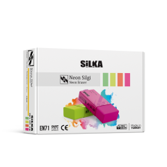 Radiere si corectoare Silka, Radiera pentru creion, 44x22x13.5mm, PVC-free, nu lasa reziduuri, SILKA Neon - culori asortate - autograf.ro