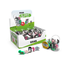 Radiere si corectoare Silka, Display radiere pt creion, 12 tuburi x 10 mini radiere/display, SILKA JR. Animal - forme animale - autograf.ro