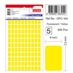 Raspundel Istetel, Etichete autoadezive color,  8 x 12 mm, 550 buc/set, TANEX - galben fluorescent - autograf.ro