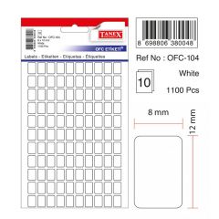 Tanex, Etichete autoadezive albe,  8 x 12 mm, 1100 buc/set, Tanex - autograf.ro