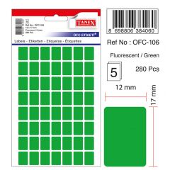 Tanex, Etichete autoadezive color, 12 x 17 mm, 280 buc/set, TANEX - verde fluorescent - autograf.ro
