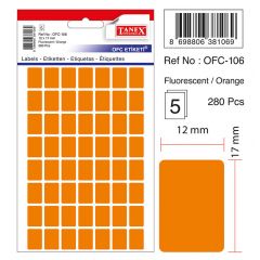 Tanex, Etichete autoadezive color, 12 x 17 mm, 280 buc/set, TANEX - orange fluorescent - autograf.ro