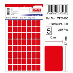 Raspundel Istetel, Etichete autoadezive color, 12 x 17 mm, 280 buc/set, TANEX - rosu fluorescent - autograf.ro