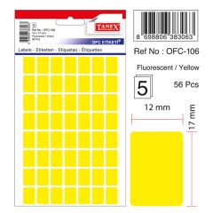 Raspundel Istetel, Etichete autoadezive color, 12 x 17 mm, 280 buc/set, TANEX - galben fluorescent - autograf.ro