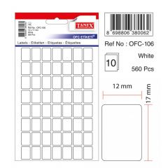 Tanex, Etichete autoadezive albe, 12 x 17 mm, 560 buc/set, Tanex - autograf.ro