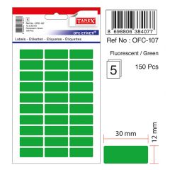 Tanex, Etichete autoadezive color, 12 x 30 mm, 150 buc/set, TANEX - verde fluorescent - autograf.ro