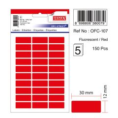 Raspundel Istetel, Etichete autoadezive color, 12 x 30 mm, 150 buc/set, TANEX - rosu fluorescent - autograf.ro