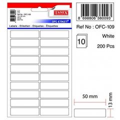 Tanex, Etichete autoadezive albe, 13 x 50 mm, 200 buc/set, Tanex - autograf.ro