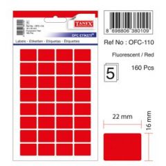 Etichete autoadezive, Etichete autoadezive color, 16 x 22 mm, 160 buc/set, TANEX - rosu fluorescent - autograf.ro