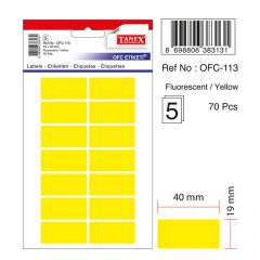 Raspundel Istetel, Etichete autoadezive color, 19 x 40 mm, 70 buc/set, TANEX - galben fluorescent - autograf.ro