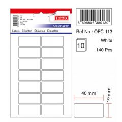 Tanex, Etichete autoadezive albe, 19 x 40 mm, 140 buc/set, Tanex - autograf.ro