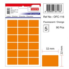Etichete autoadezive, Etichete autoadezive color, 22 x 32 mm, 90 buc/set, TANEX - orange fluorescent - autograf.ro
