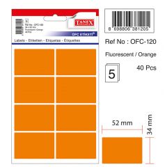 Etichete autoadezive, Etichete autoadezive color, 34 x 52 mm, 40 buc/set, TANEX - orange fluorescent - autograf.ro