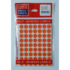 Etichete autoadezive, Etichete autoadezive color, D13 mm, 350 buc/set, TANEX - orange - autograf.ro