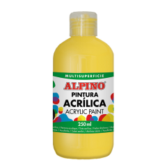 Acuarele, tempera, ulei, acrilice Alpino, Vopsea acrilica, 250ml, Alpino - galben - autograf.ro