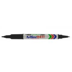 Markere, Marker ARTLINE 041T, corp plastic, 2 capete, varfuri rotunde 0.4mm/1.0mm - negru - autograf.ro