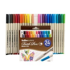 Carioci, Carioca corp triunghiular, ARTLINE Supreme, varf flexibil (tip pensula), 24 culori/cutie - autograf.ro