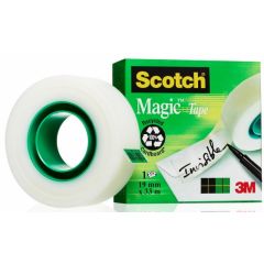 3m-scotch, Banda adeziva transparent mata, invizibila la copiere, se rupe usor, 19mm x 33m, 3M - SCOTCH Magic - autograf.ro