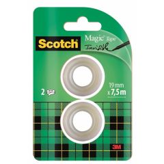 3m-scotch, Banda adeziva transparent mata, invizibila la copiere, 19mm x 7.5m, 2 buc/blister, 3M - SCOTCH Magic - autograf.ro