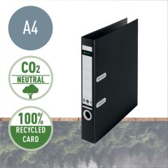 Bibliorafturi Donau Leitz, Biblioraft Leitz 180° Recycle, carton, partial reciclat, certificare FSC, reciclabil, A4, 80 mm, negru - autograf.ro