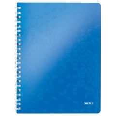 Caiete cu spirala Leitz, Caiet de birou LEITZ WOW, PP, A4, 80 coli, cu spira, dictando, albastru - autograf.ro