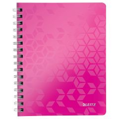 Caiete cu spirala Leitz, Caiet de birou LEITZ WOW, PP, A5, 80 coli, cu spira, dictando, roz - autograf.ro