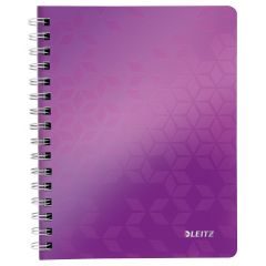 Caiete cu spirala Leitz, Caiet de birou LEITZ WOW, PP, A5, 80 coli, cu spira, dictando, mov - autograf.ro