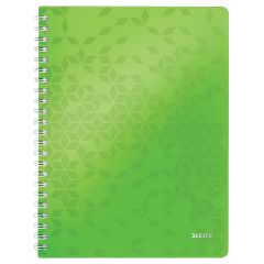 Caiete si registre Leitz, Caiet de birou LEITZ WOW, PP, A4, 80 coli, cu spira, matematica, verde - autograf.ro